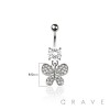 316L SURGICAL STEEL MULTI CZ BUTTERFLY BELLY BUTTON NAVEL RING 316L SURGICAL STEEL MULTI CZ BUTTERFLY BELLY BUTTON NAVEL RING